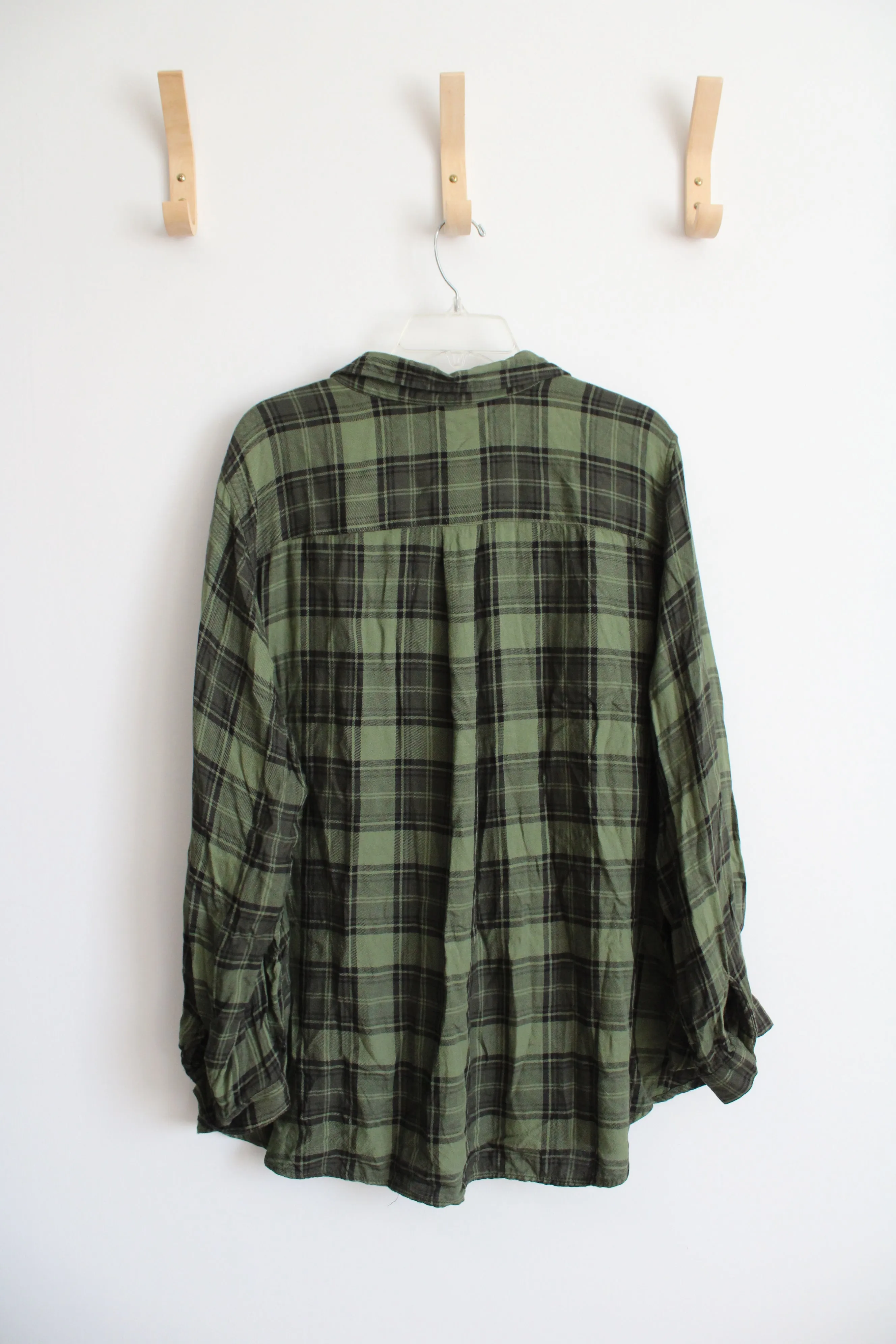 Terra & Sky Green & Black Plaid Button Down Shirt | 3X