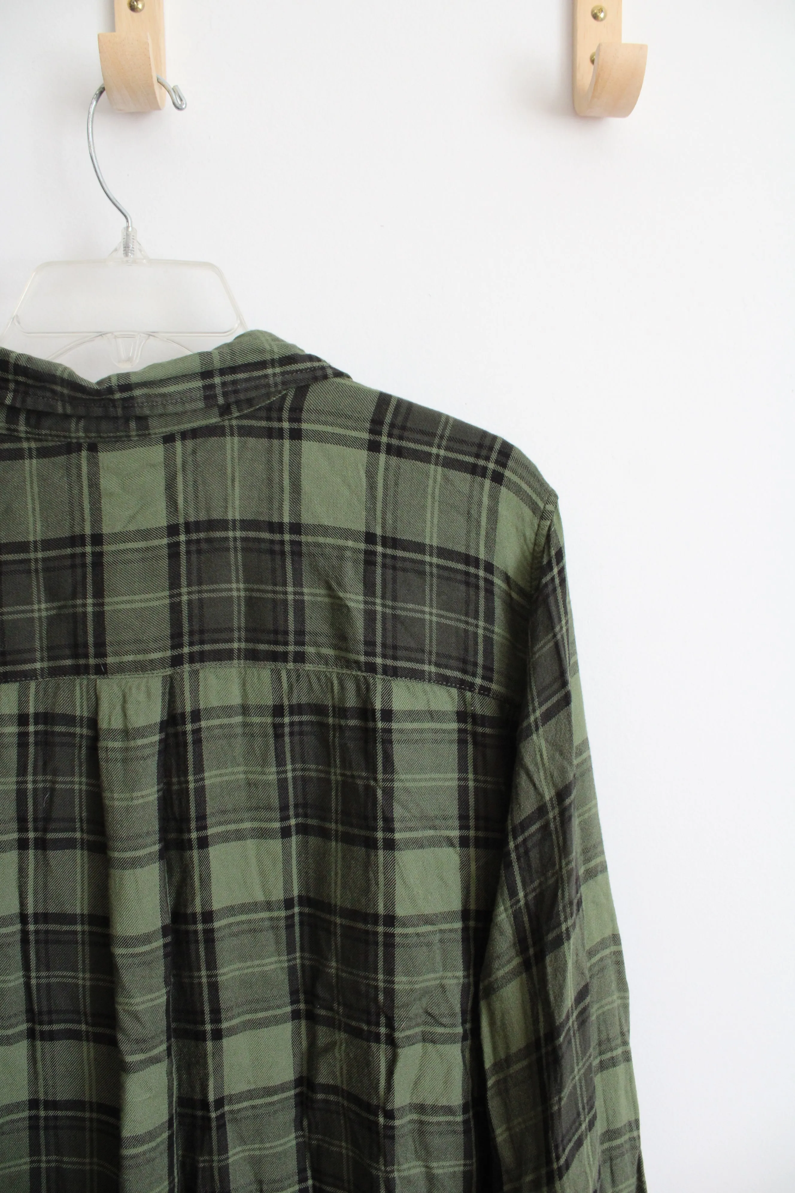 Terra & Sky Green & Black Plaid Button Down Shirt | 3X