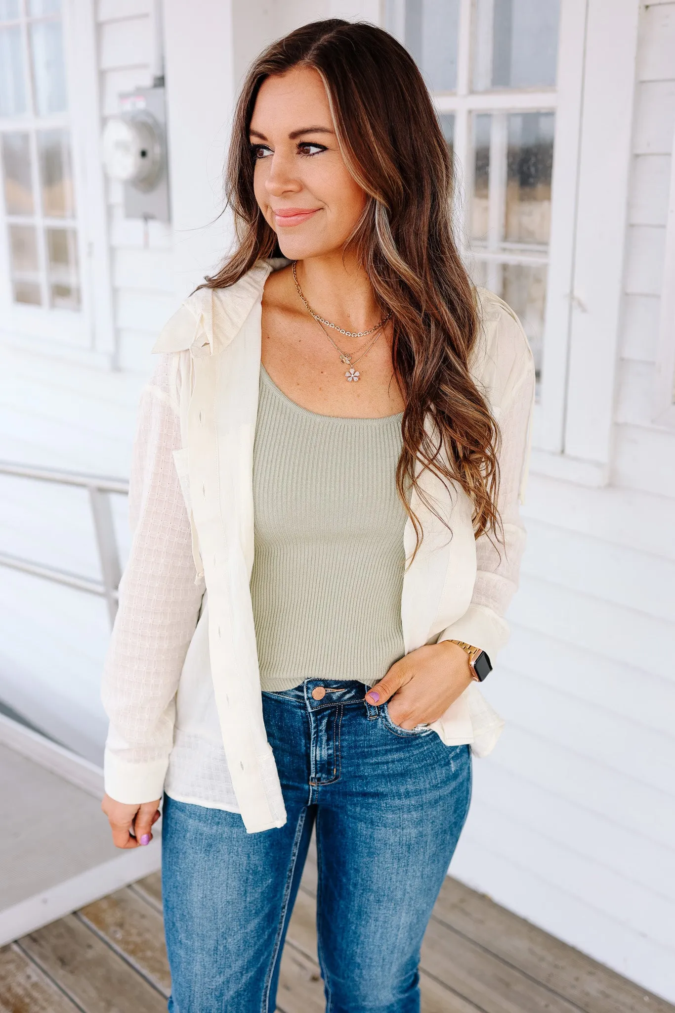 Thalia Button Down Cotton Shirt - Off White