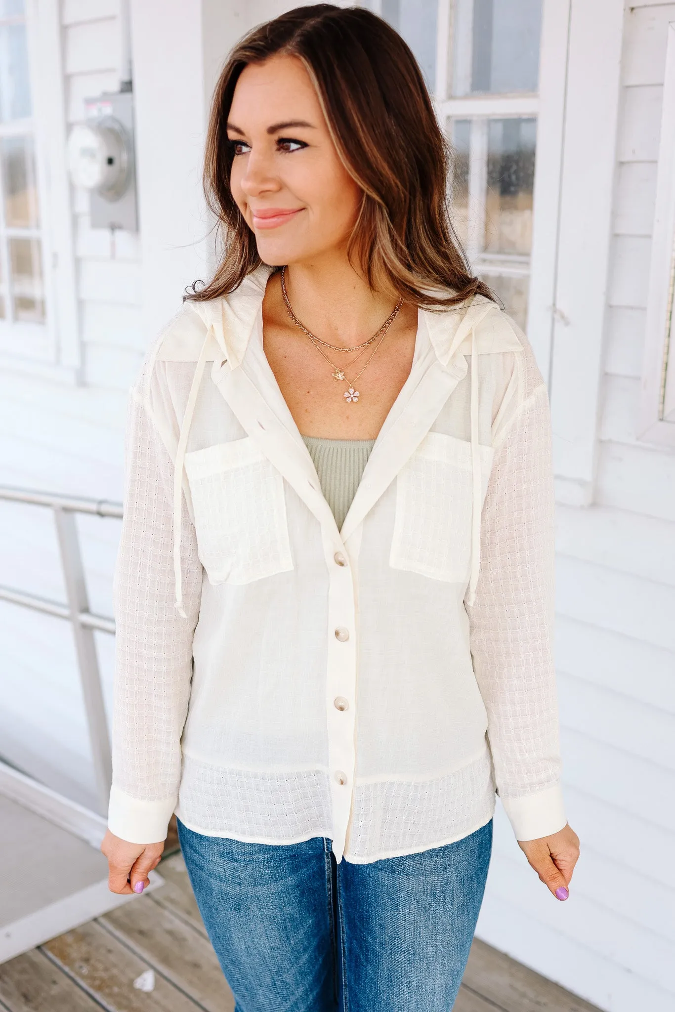 Thalia Button Down Cotton Shirt - Off White