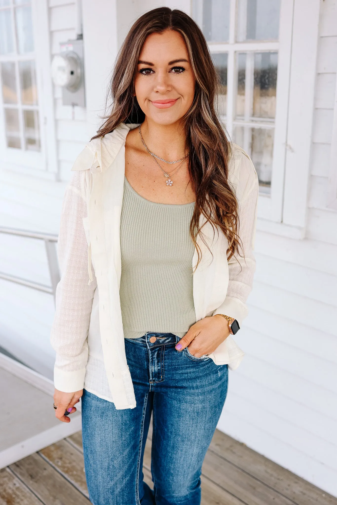Thalia Button Down Cotton Shirt - Off White