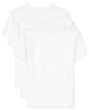 The Children's Place Boys Short Sleeve Basic Layering T-Shirt, White 3 Pack, Large