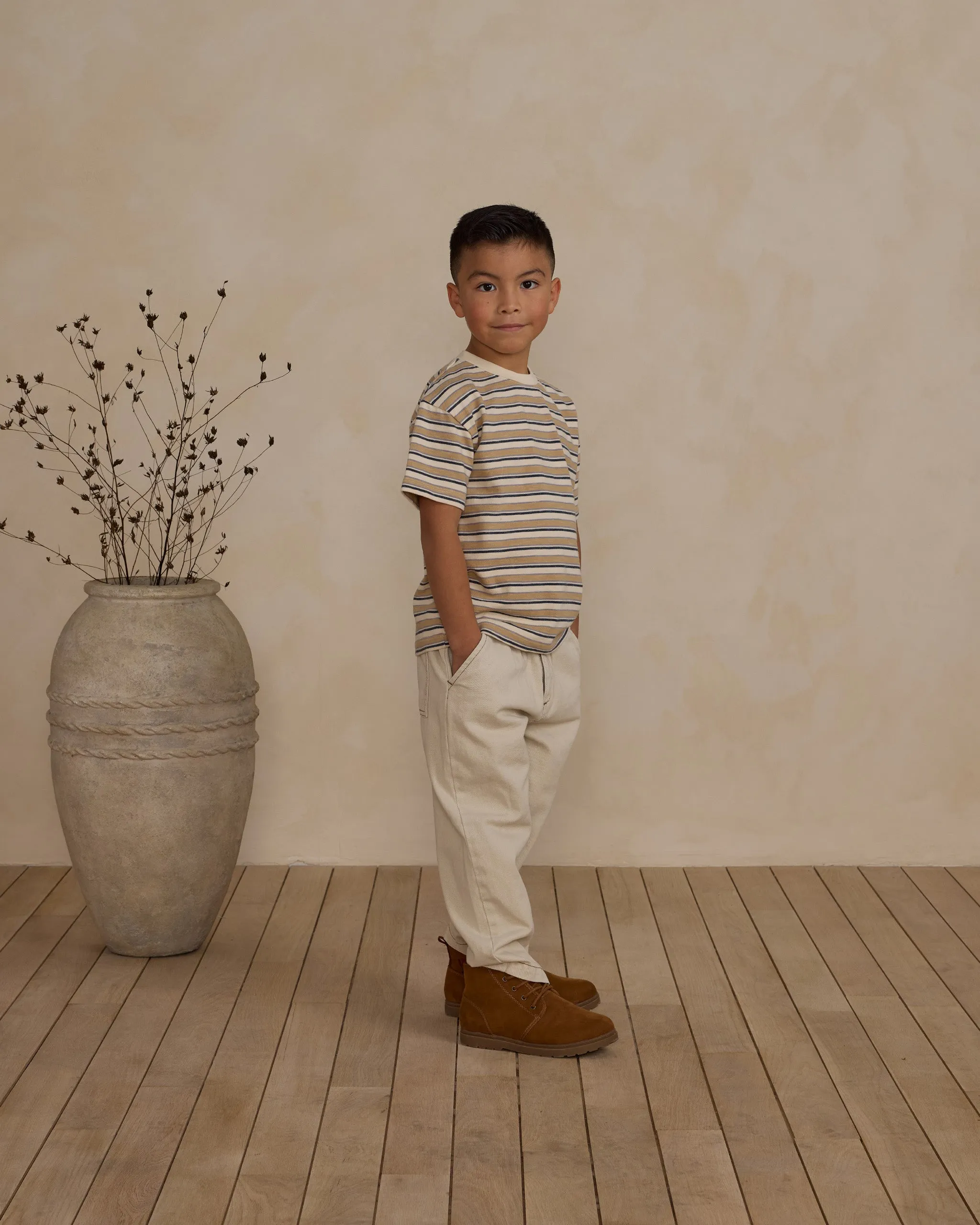 The Relaxed Tee by Rylee   Cru - Blue Vintage Stripe - BABY