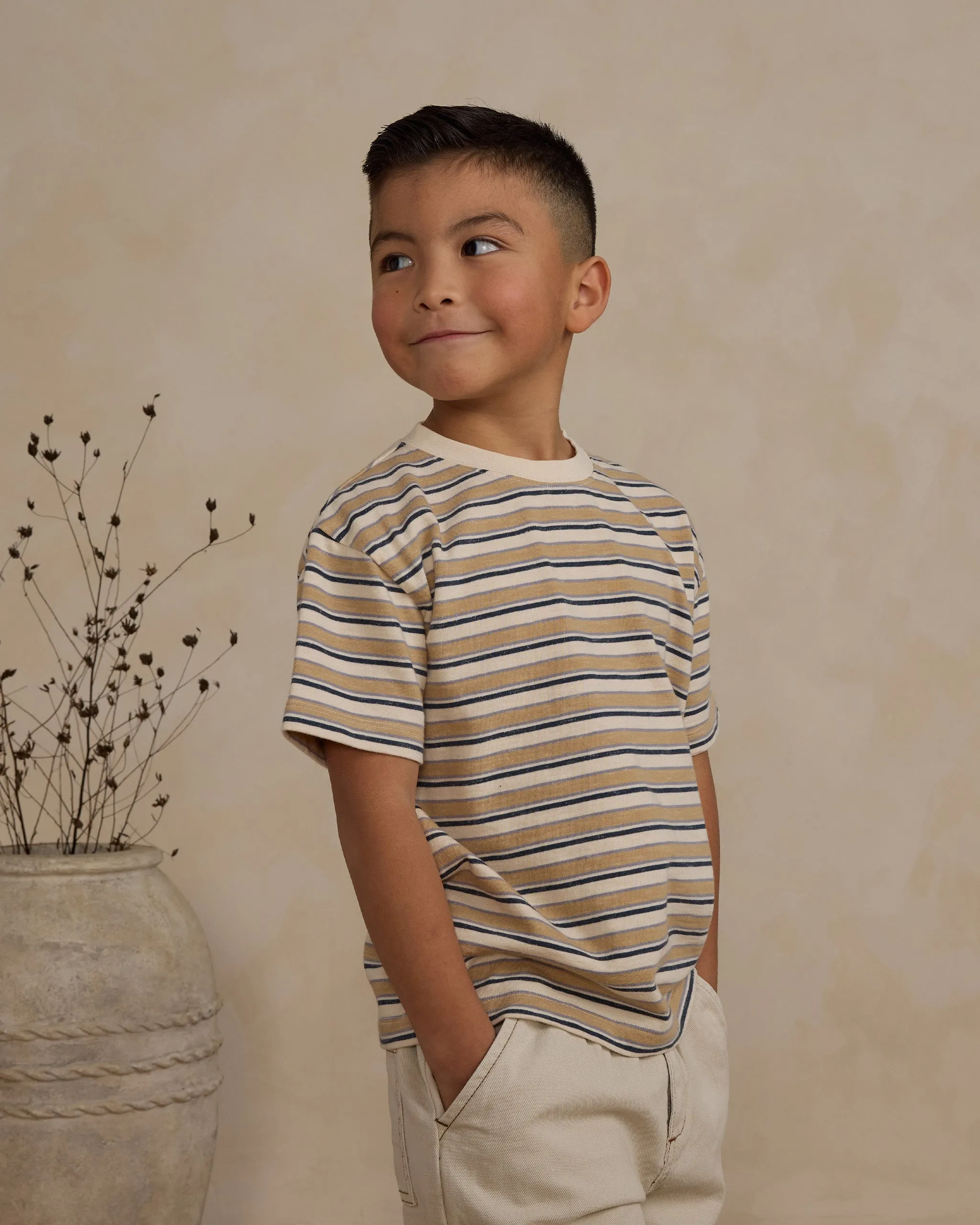The Relaxed Tee by Rylee   Cru - Blue Vintage Stripe - BABY