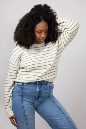 Thread & Supply Ely Knit Sweater for Women in Sage | T2798SWTS-SAGESTRIPE