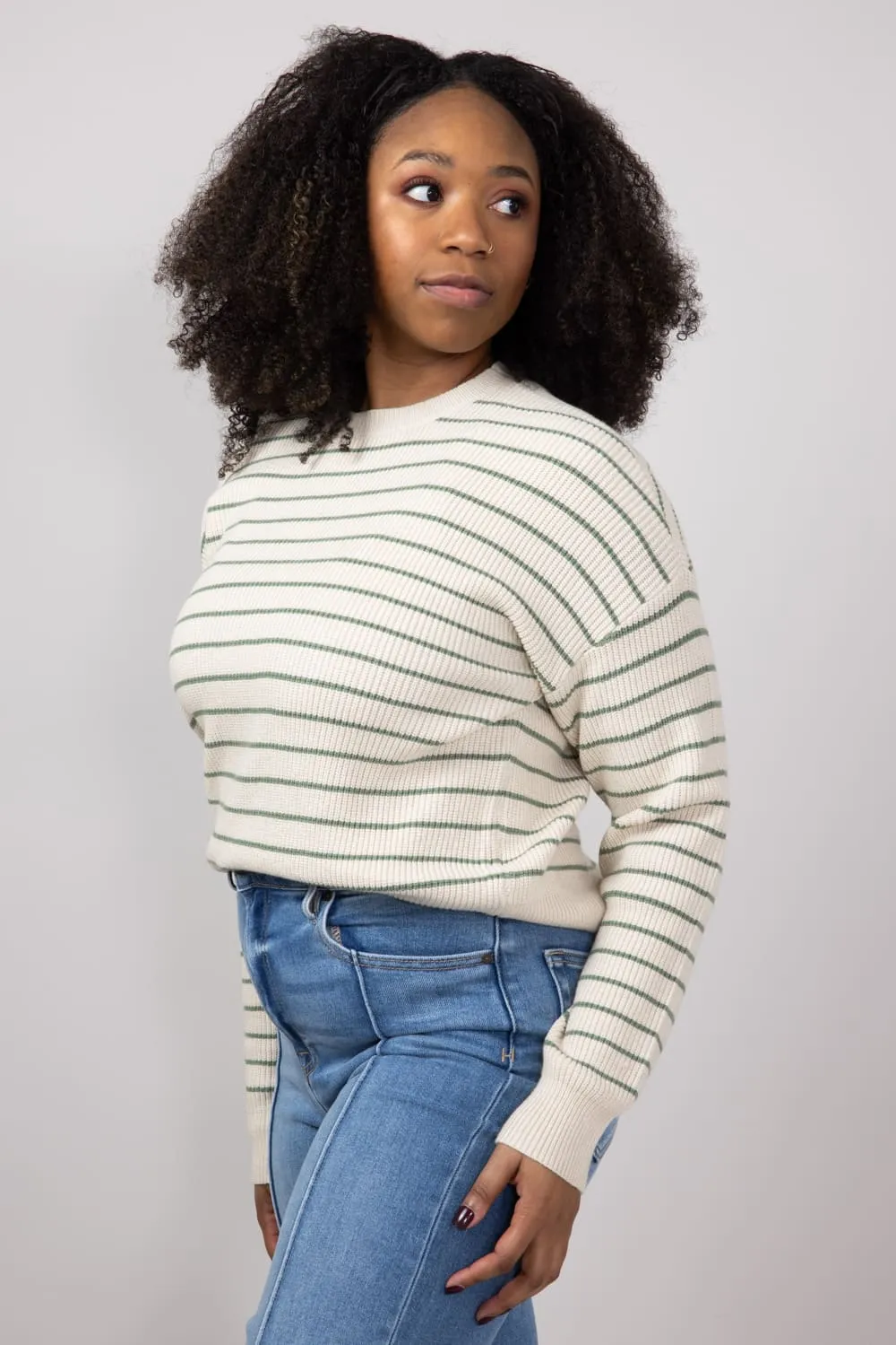 Thread & Supply Ely Knit Sweater for Women in Sage | T2798SWTS-SAGESTRIPE