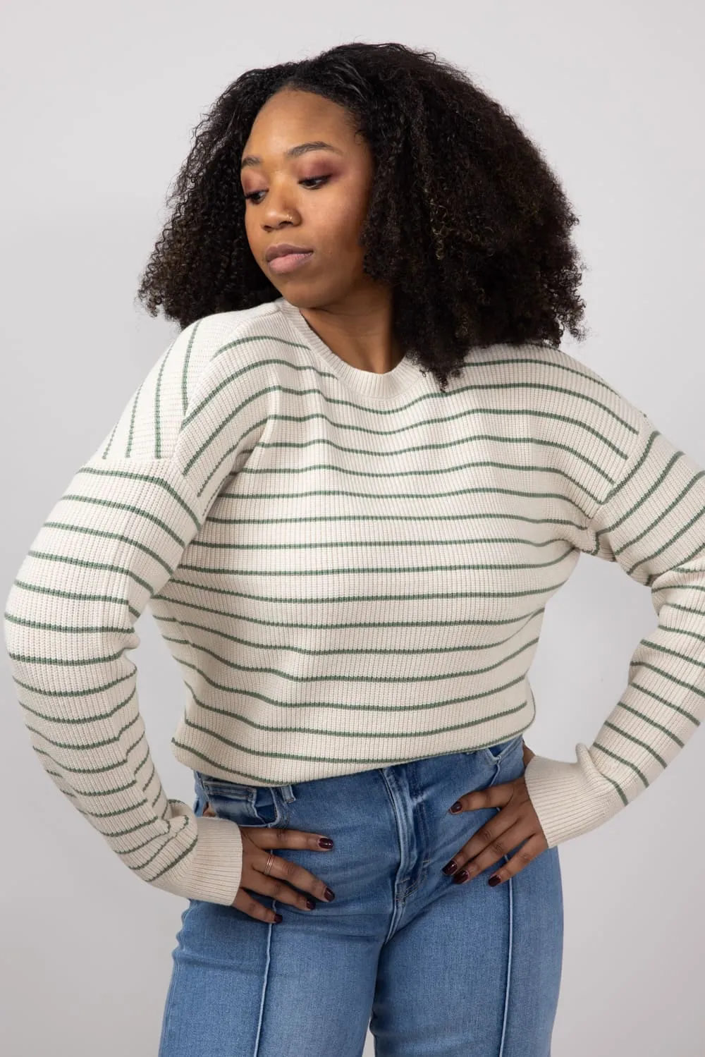 Thread & Supply Ely Knit Sweater for Women in Sage | T2798SWTS-SAGESTRIPE