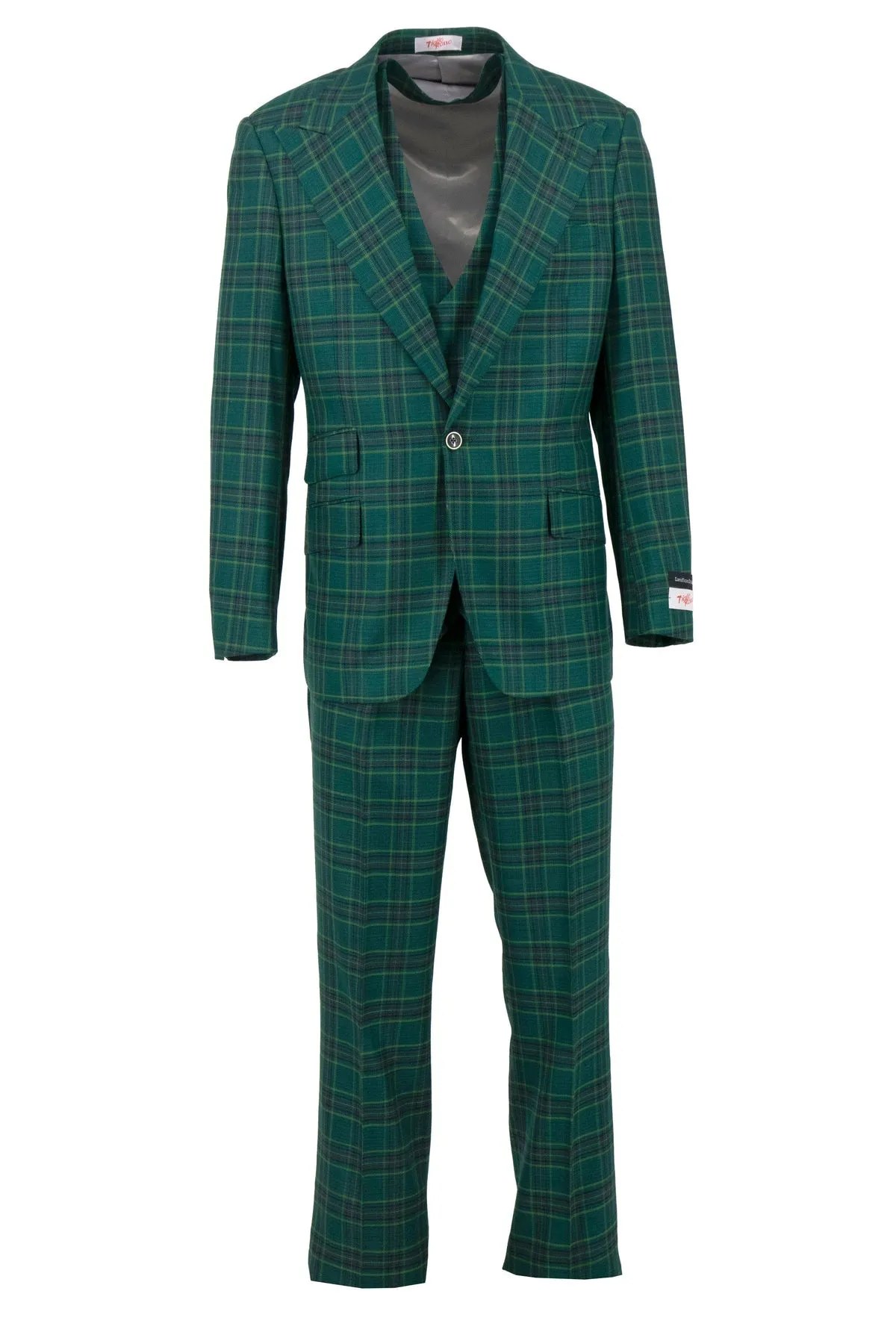 Tiglio Rosso Orvietto Green Multi Windowpane Semi Wide Leg TL6357