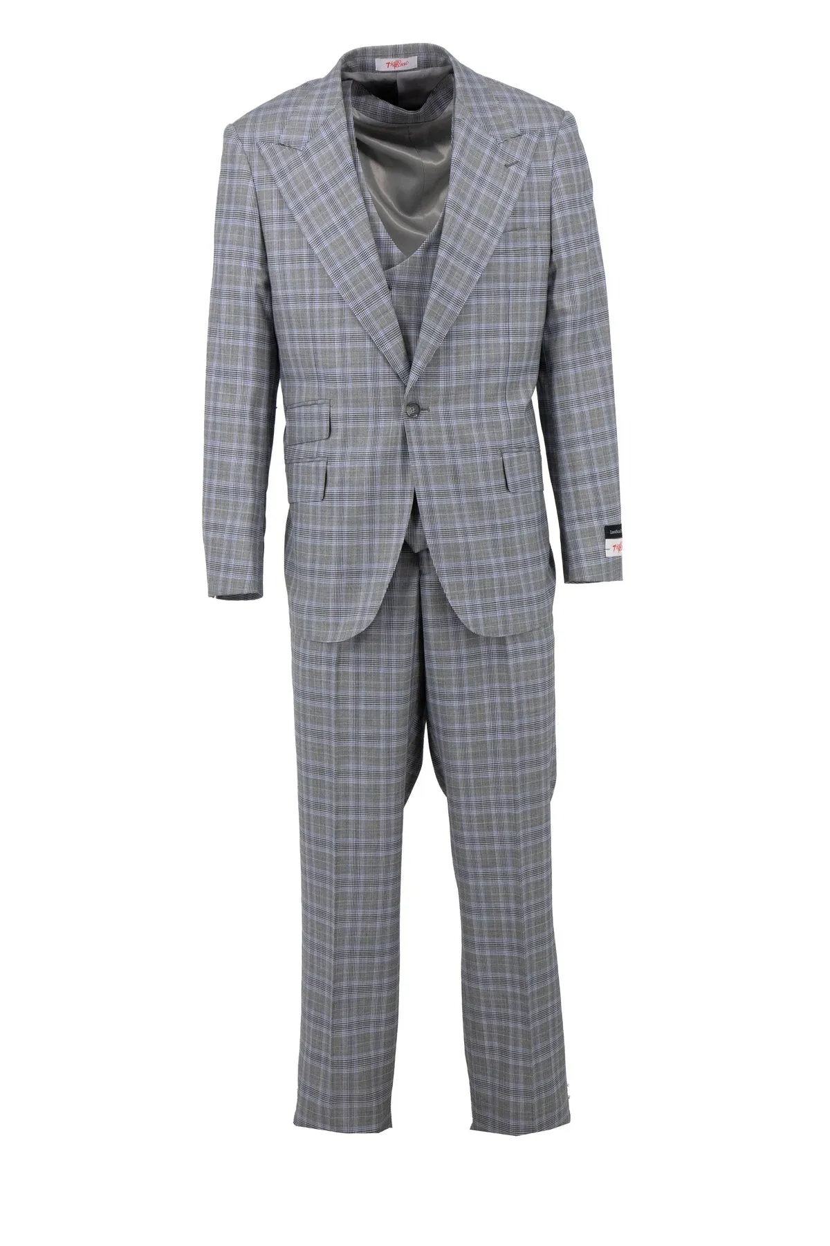 Tiglio Rosso Orvietto Grey/Lt Blue Plaid Semi Wide Leg TL5169