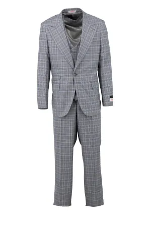 Tiglio Rosso Orvietto Grey/Lt Blue Plaid Semi Wide Leg TL5169