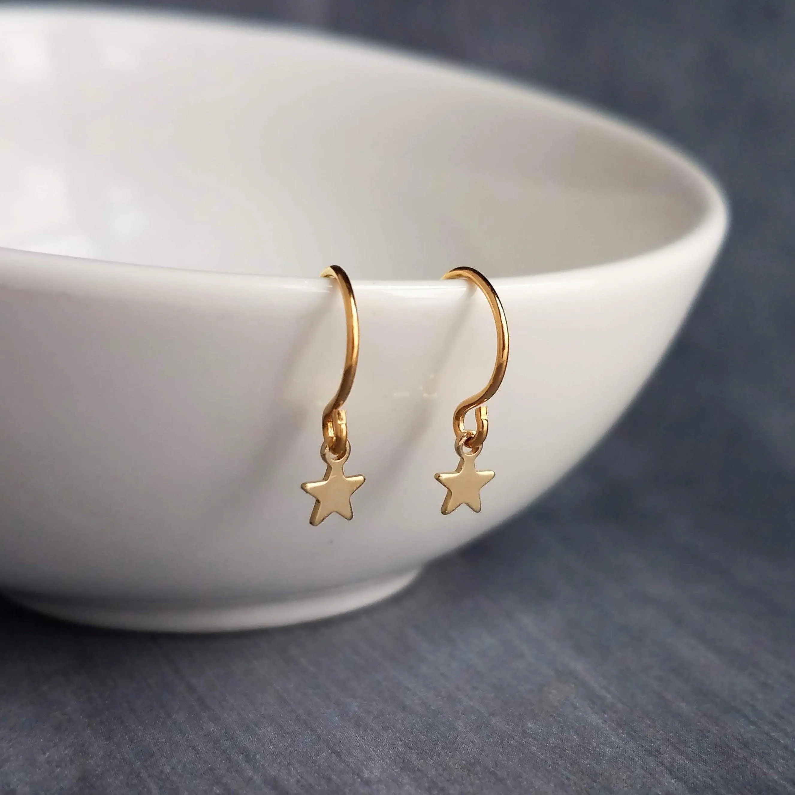Tiny Silver Star Earrings, small star dangle, matte silver earring, silver minimalist earring rhodium star earring plain silver star earring