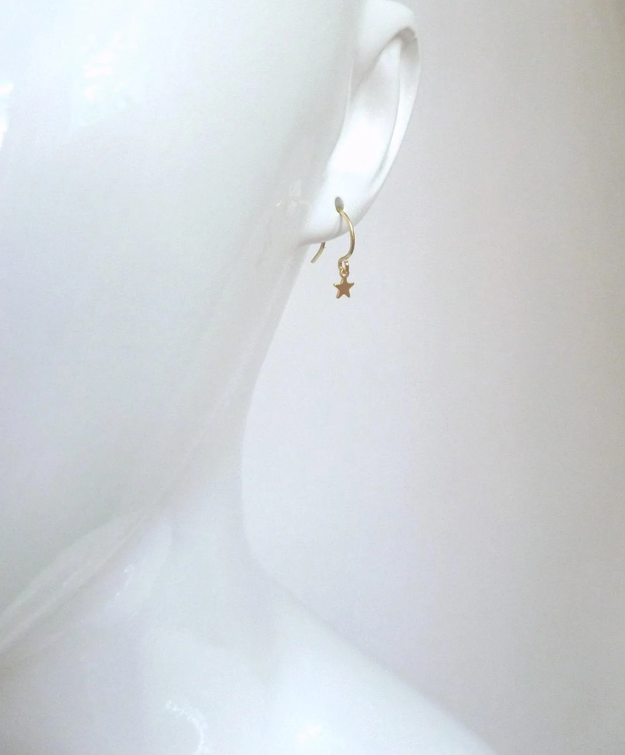 Tiny Silver Star Earrings, small star dangle, matte silver earring, silver minimalist earring rhodium star earring plain silver star earring