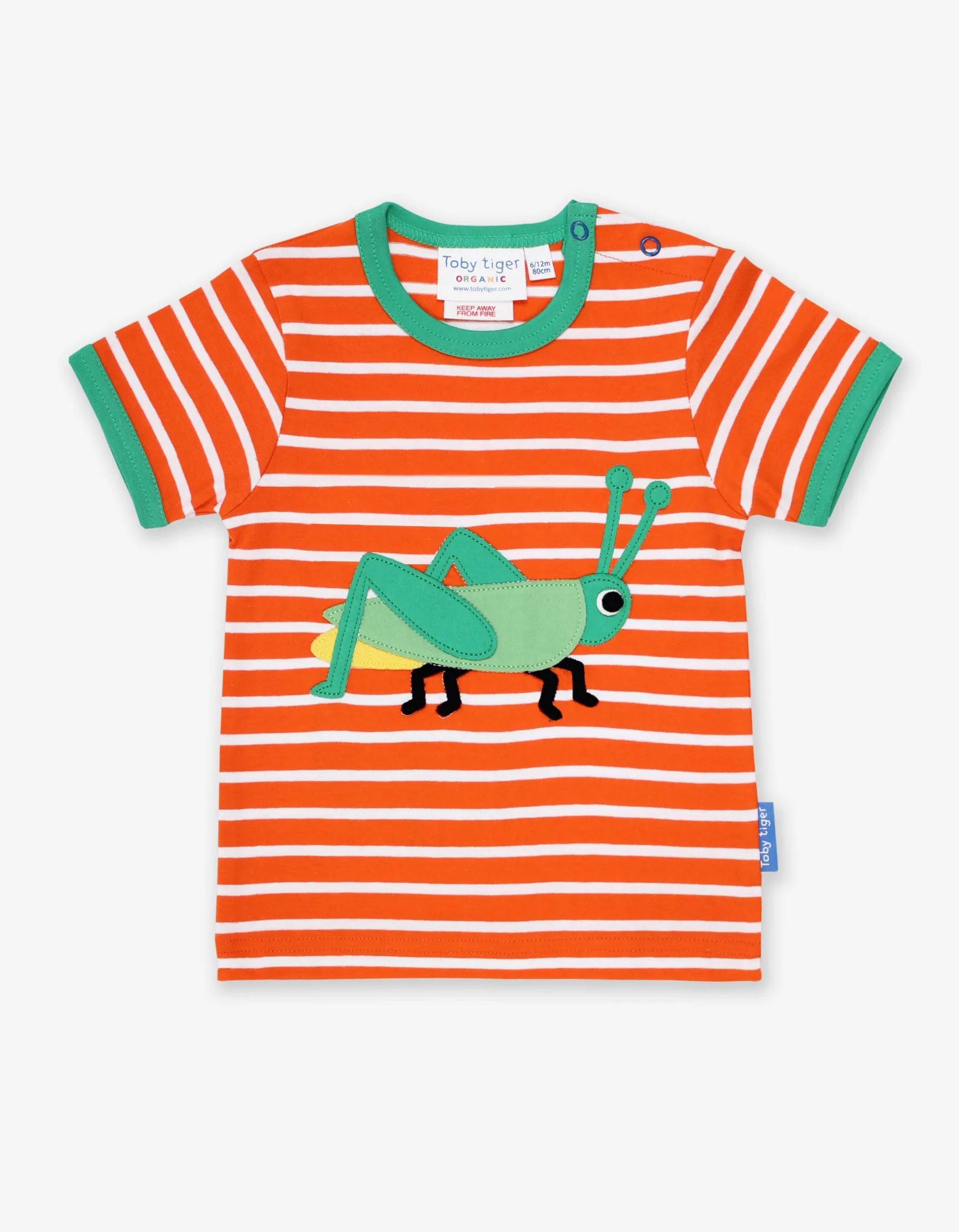 Toby Tiger Organic Applique Short Sleeve T-Shirt - Grasshopper