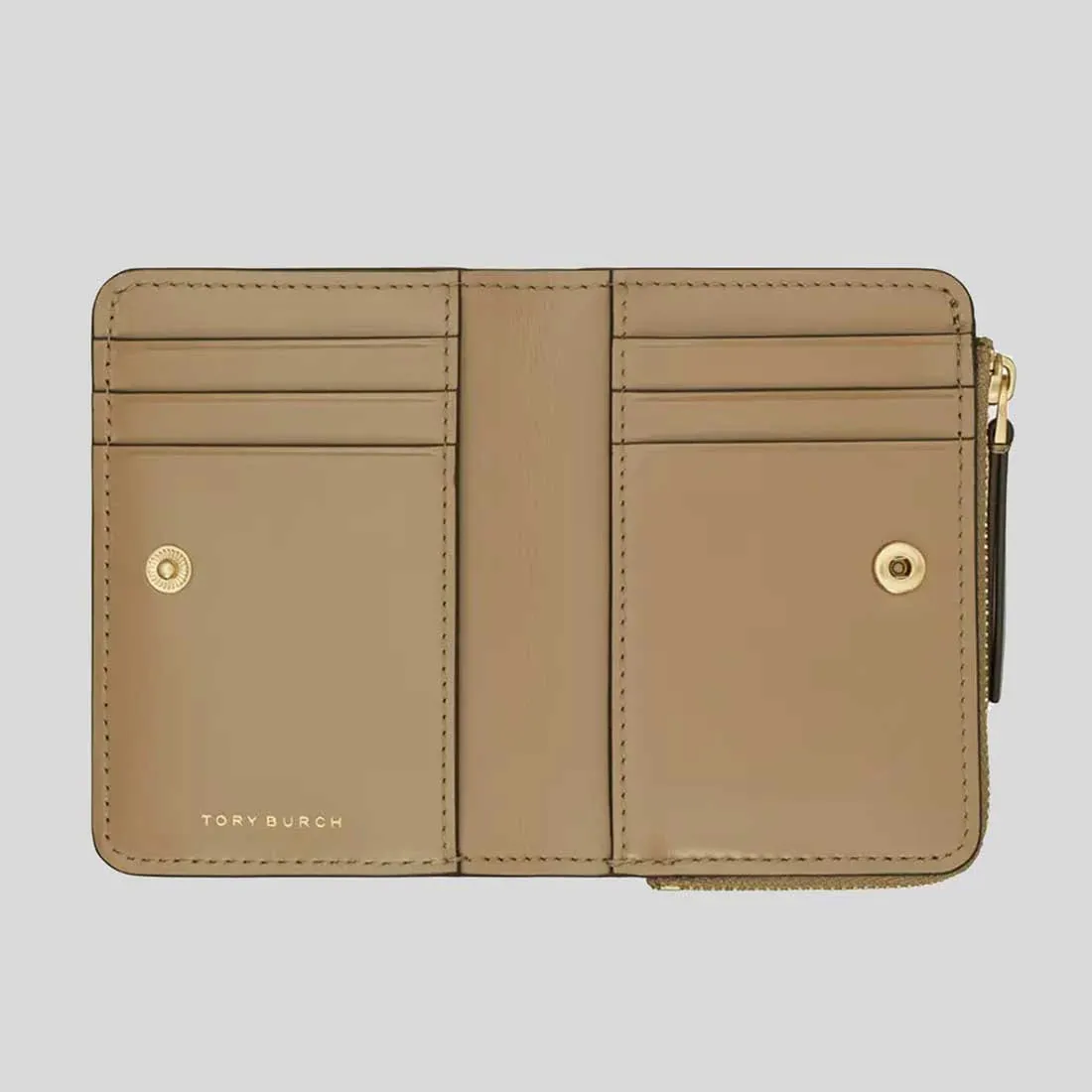 TORY BURCH Kira Diamond Quilted Leather Bifold Wallet Taupe Oak RB-154990