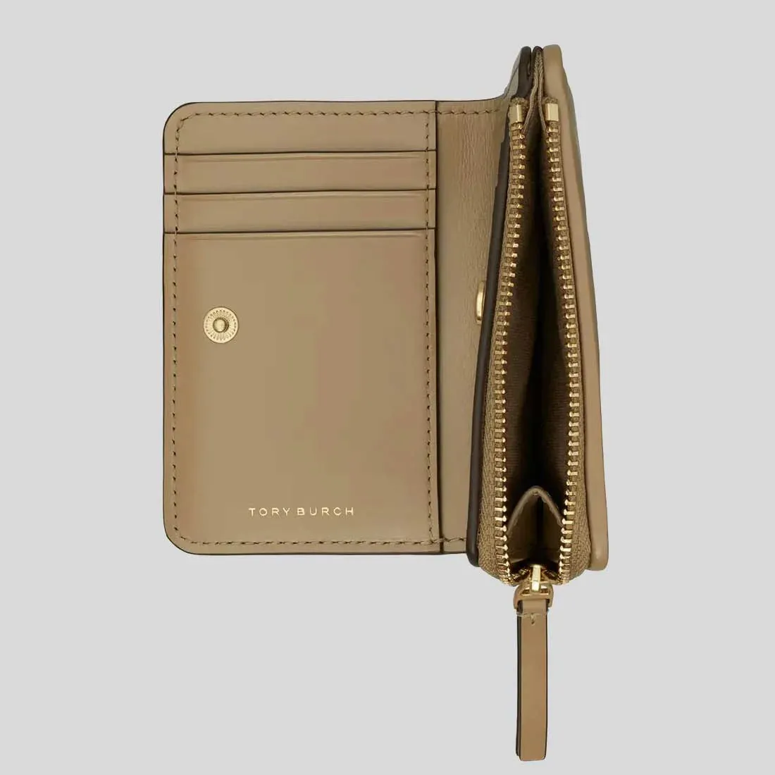 TORY BURCH Kira Diamond Quilted Leather Bifold Wallet Taupe Oak RB-154990