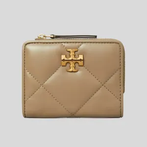 TORY BURCH Kira Diamond Quilted Leather Bifold Wallet Taupe Oak RB-154990