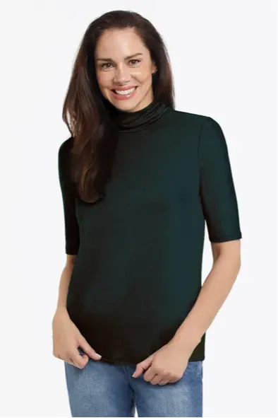 Tribal Mock Neck Elbow Sleeve Top