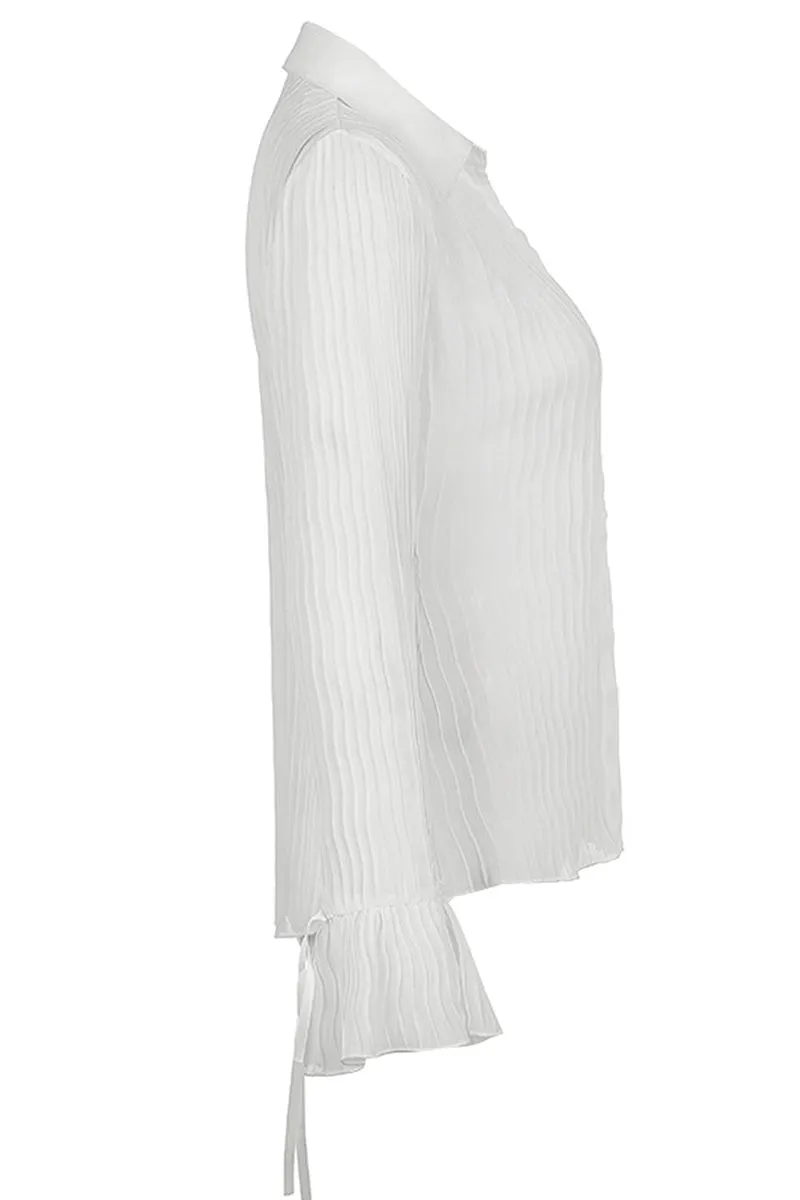 TT3121 Sheer Button Up Shirt Top