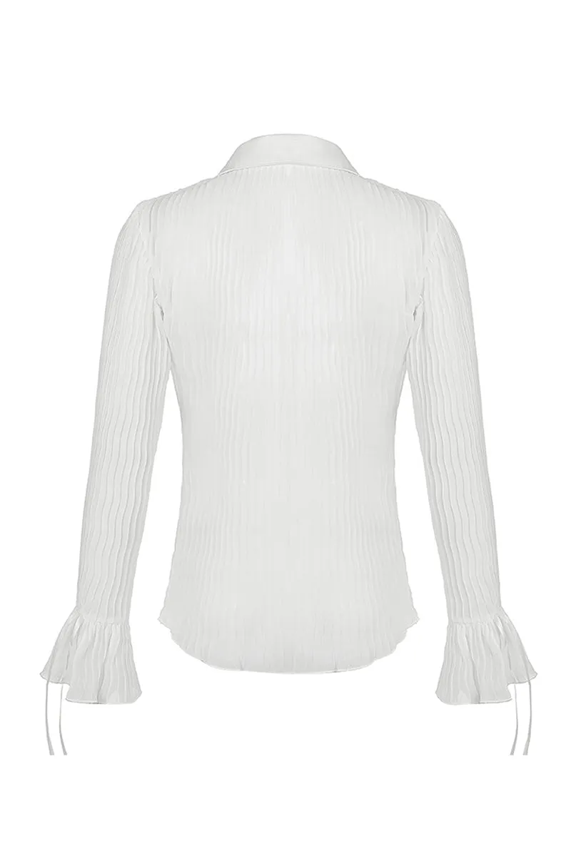 TT3121 Sheer Button Up Shirt Top