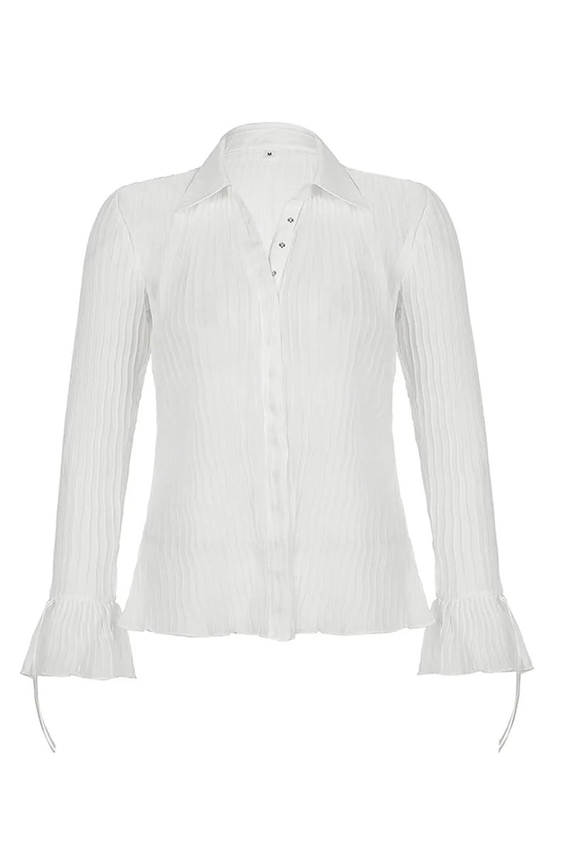 TT3121 Sheer Button Up Shirt Top