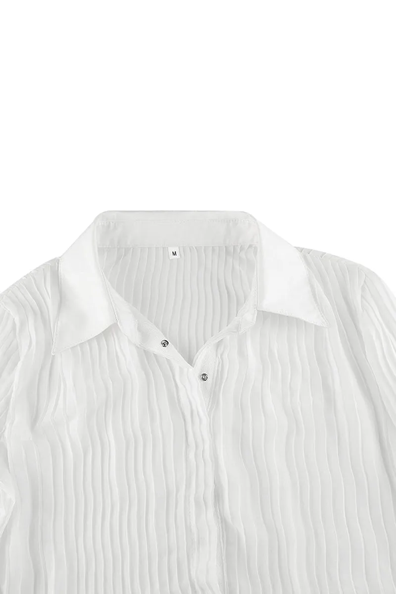TT3121 Sheer Button Up Shirt Top