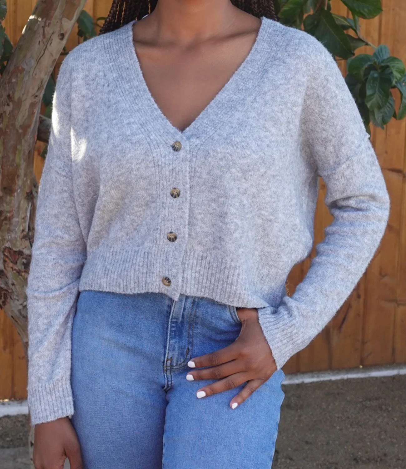 Valentina Button Down Sweater(H.Grey)