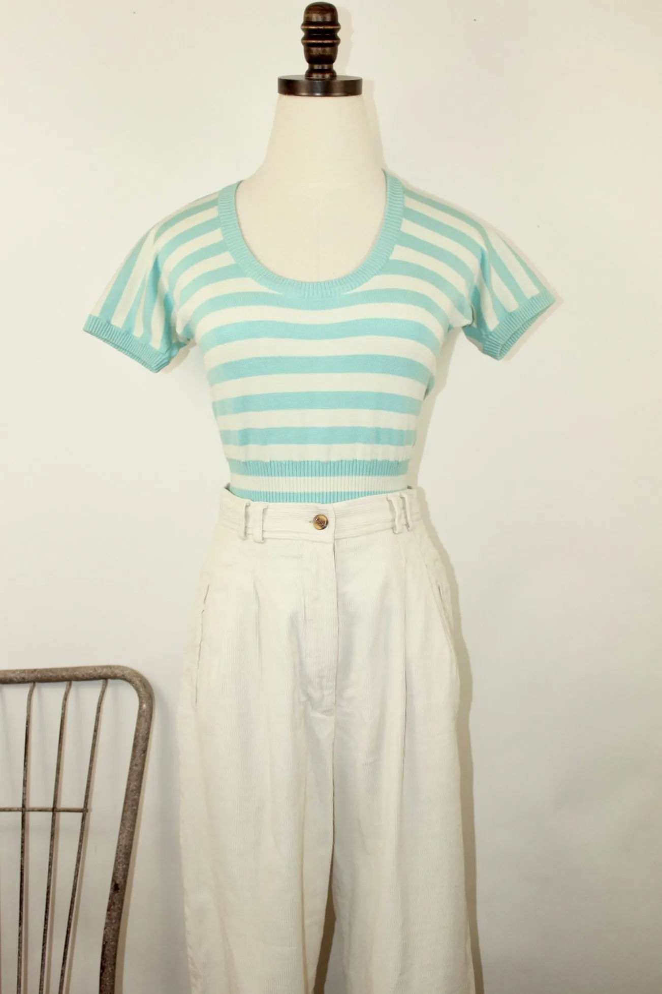Vintage 90s Silk Striped Knit Top (XS-S)