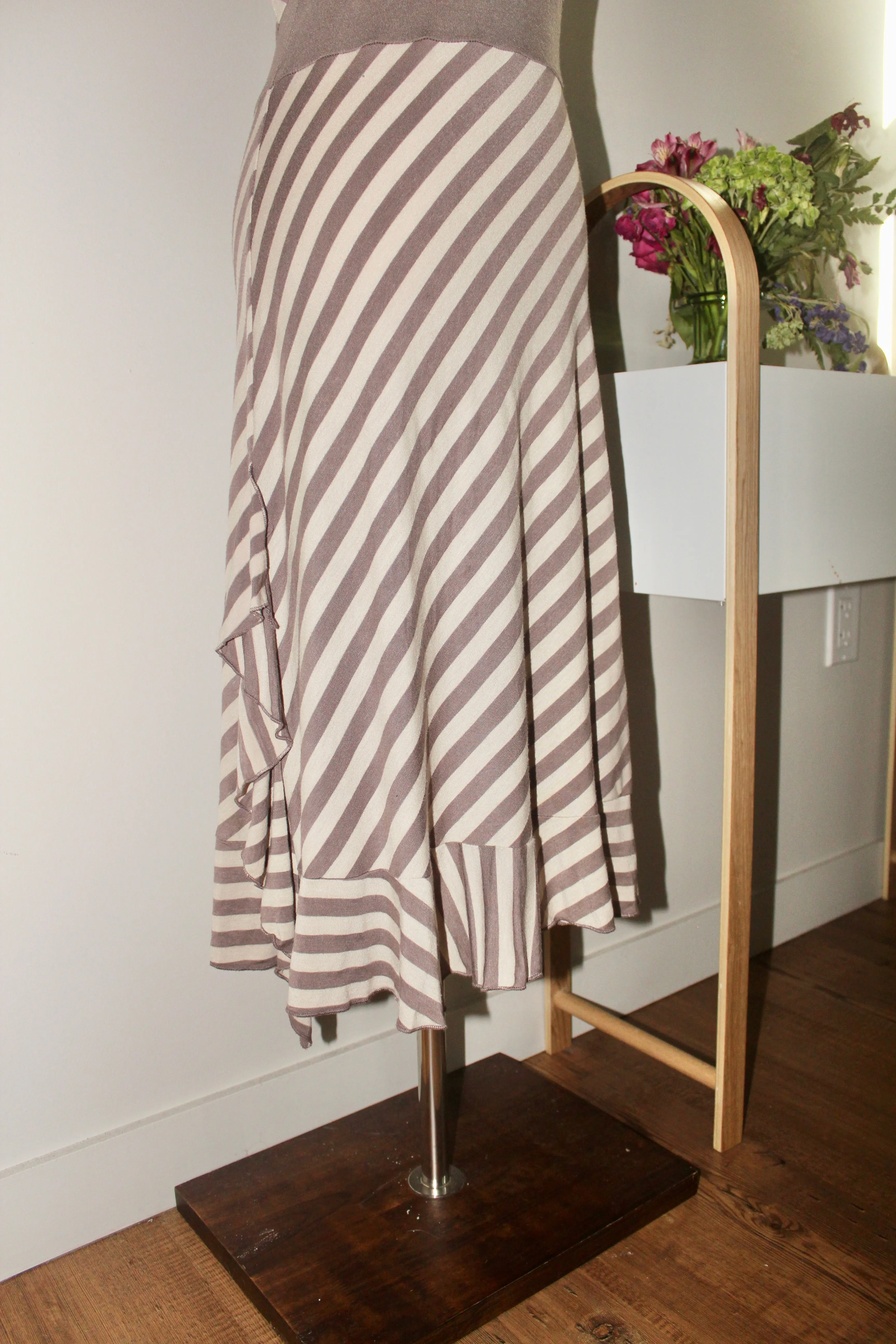 Vintage 90s Striped Halter Midi Dress (S)