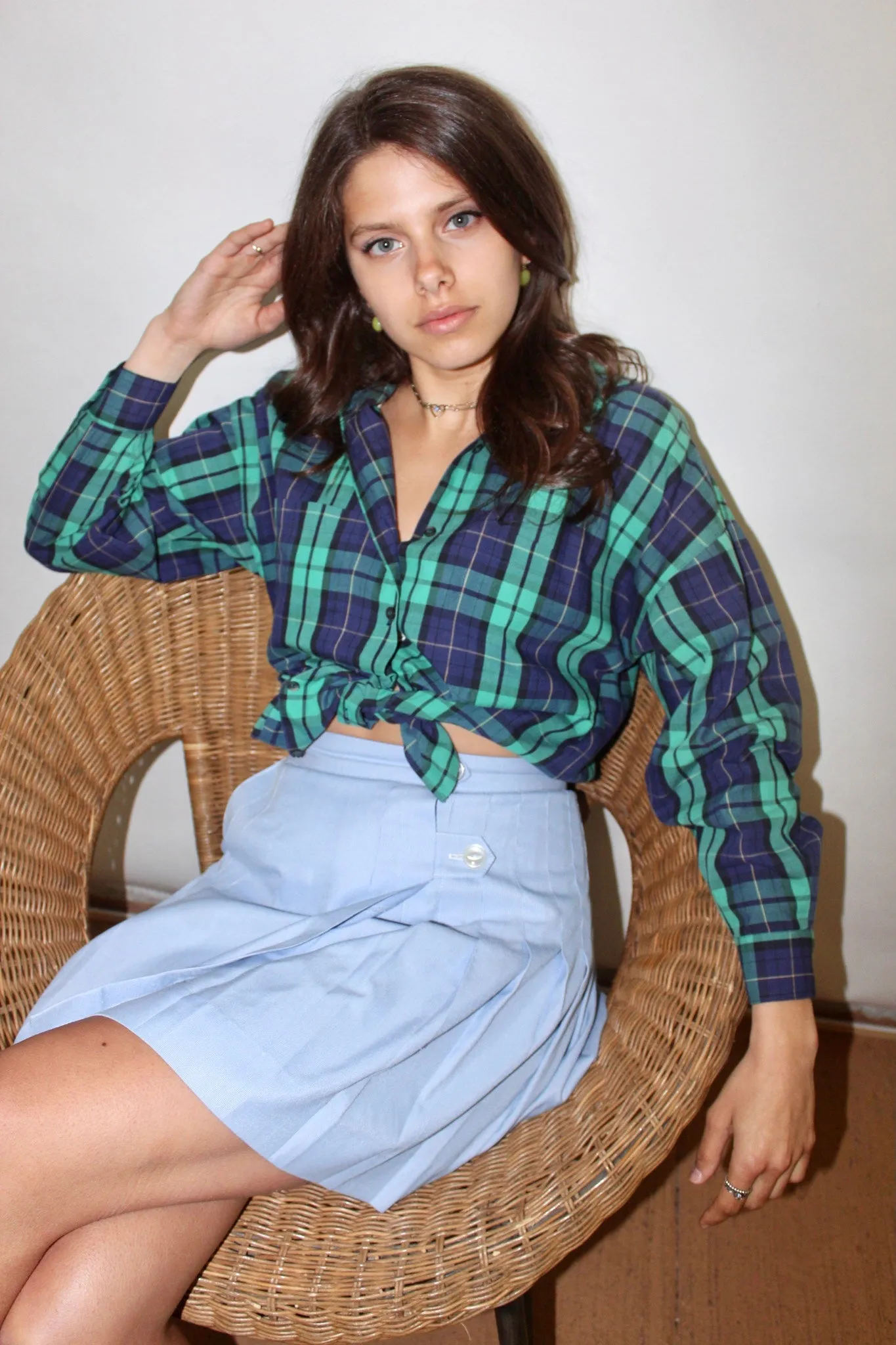 Vintage Charming Plaid Button Up (M)