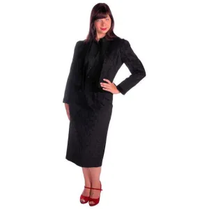 Vintage Classic Textured Black Suit Ophelie 1980s Paris Circles Motif  40 Bust-43