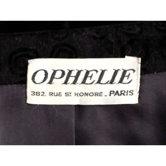 Vintage Classic Textured Black Suit Ophelie 1980s Paris Circles Motif  40 Bust-43