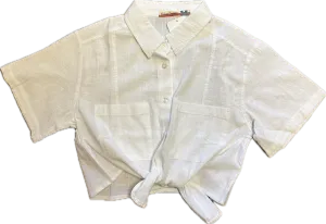 Vintage Havana- White Flowy Knotted Shirt