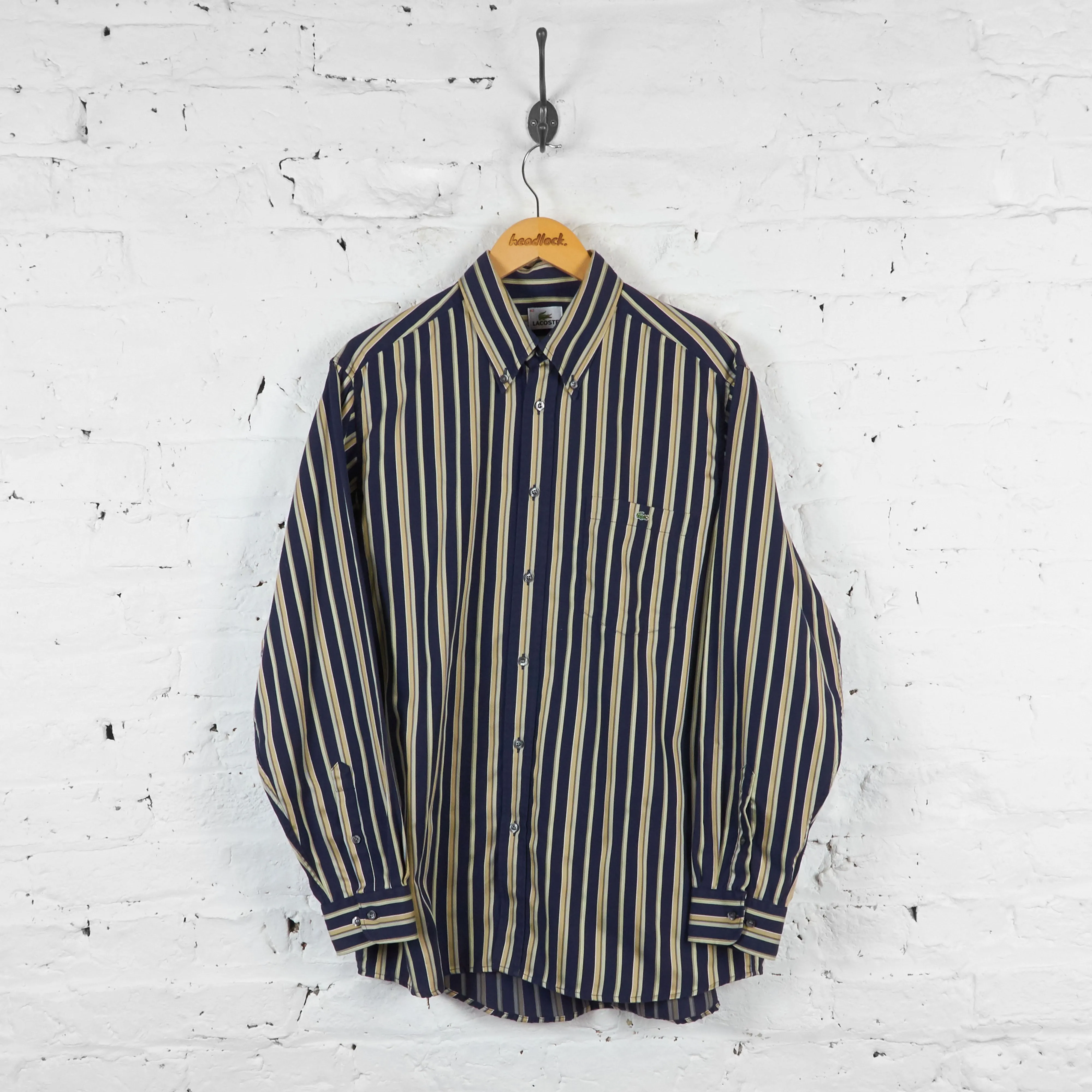 Vintage Lacoste Striped Shirt - Blue/Gold - XL