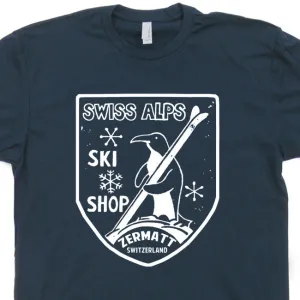 Vintage Ski T Shirt Swiss Alps Shirt Zermatt Switzerland Skiing Snowboard Shirt