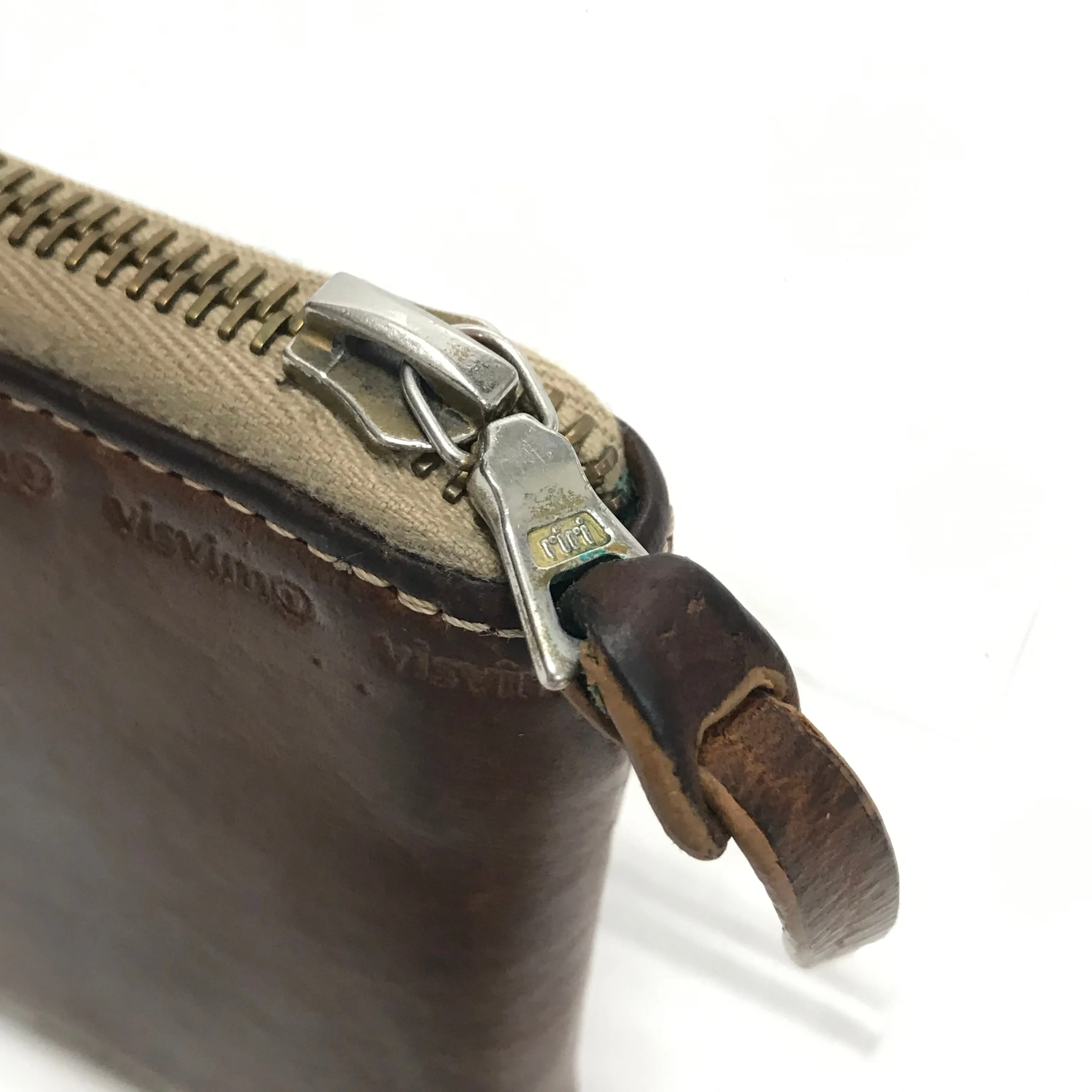 Visvim Leather Bi-Fold Zip Wallet Brown