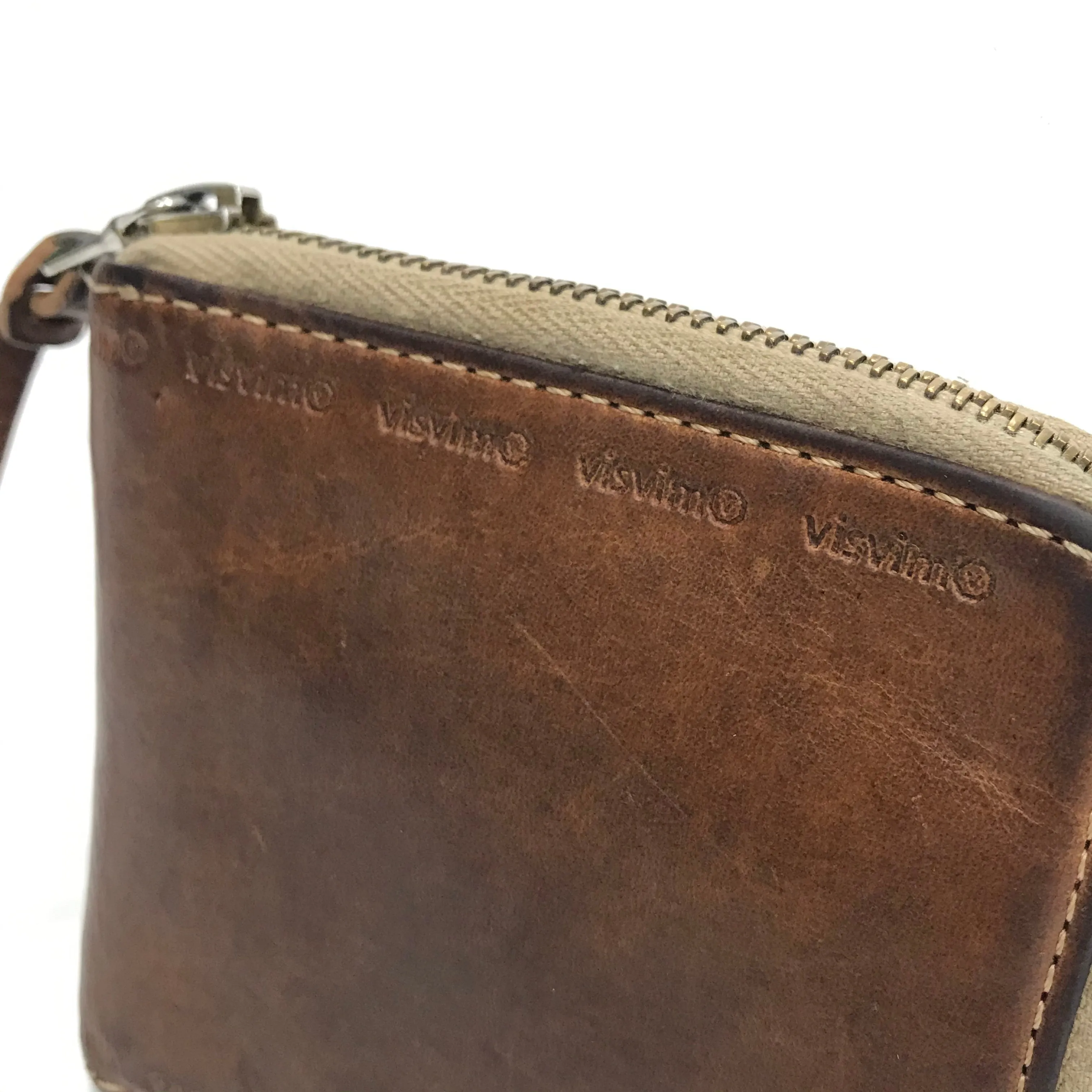 Visvim Leather Bi-Fold Zip Wallet Brown