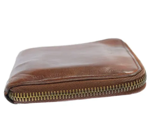 Visvim Veggie Leather Bi-Fold Zip Wallet Brown