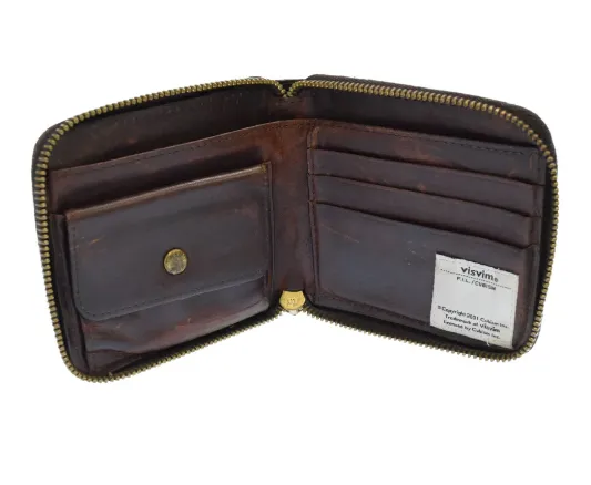 Visvim Veggie Leather Bi-Fold Zip Wallet Dark Brown