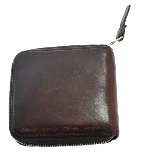 Visvim Veggie Leather Bi-Fold Zip Wallet Dark Brown
