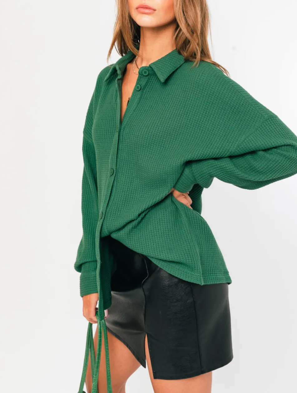 Waffle Button Down Shacket