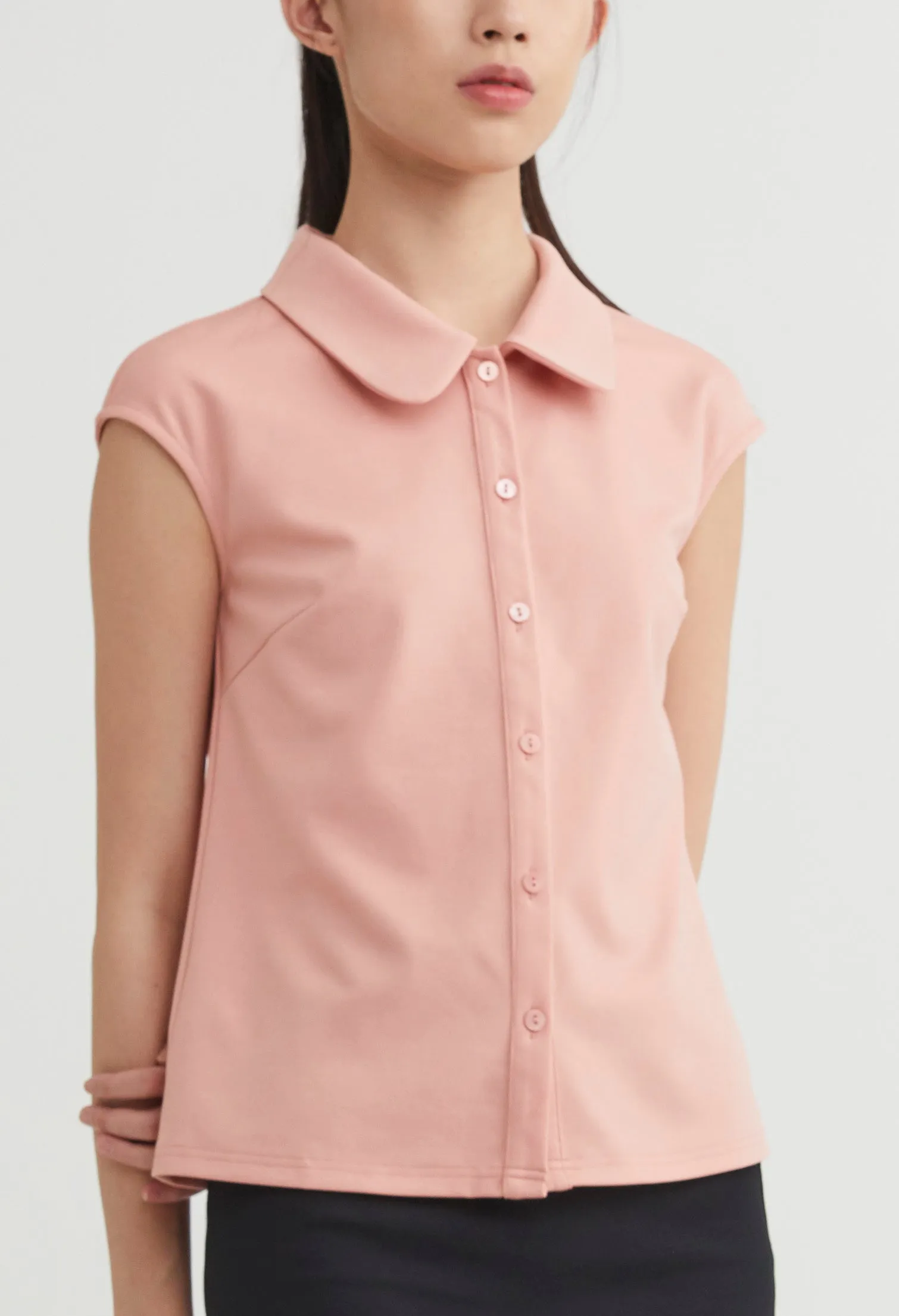 Weekday Cap Sleeve Button Down Top