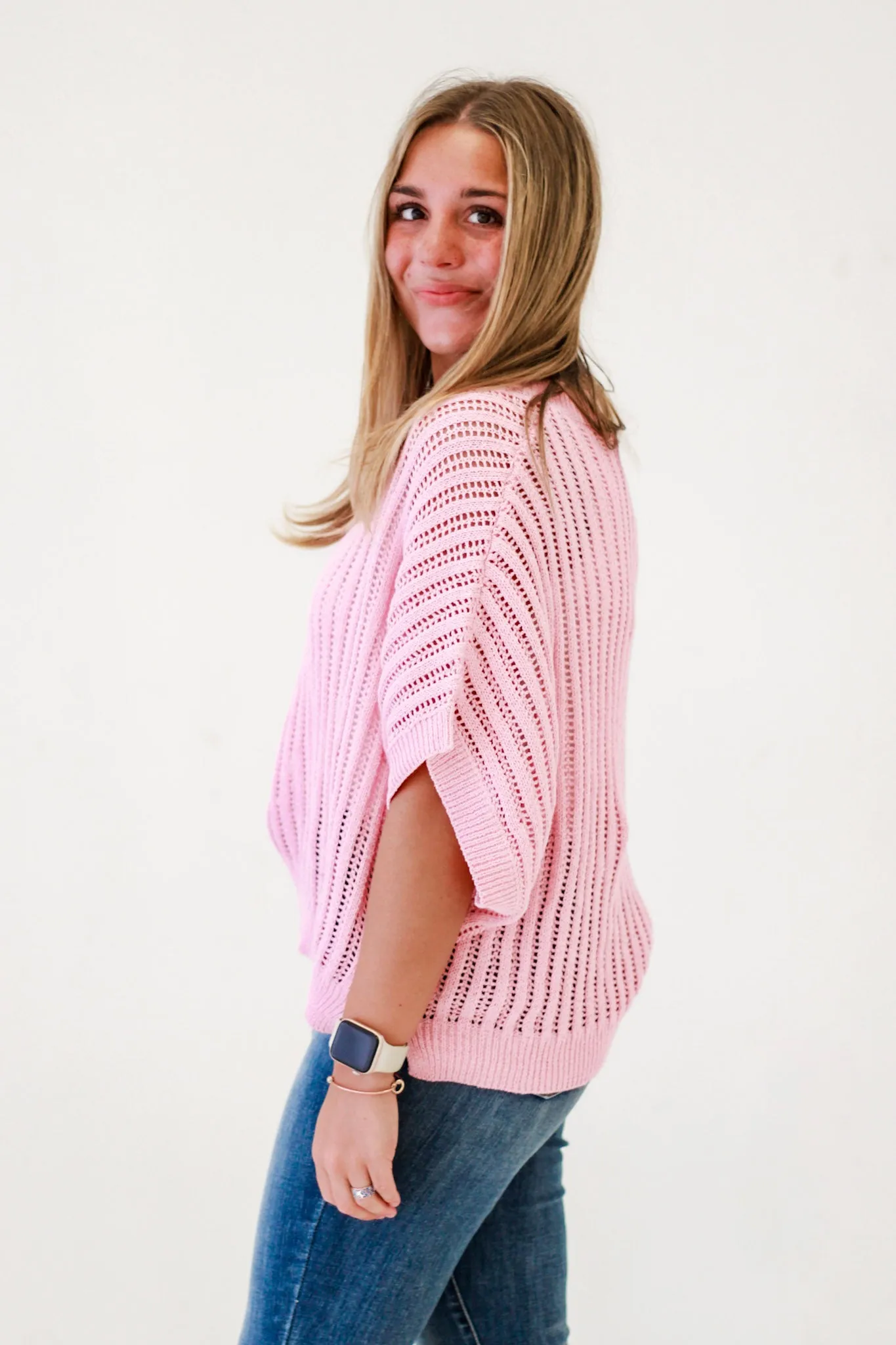 Weekend Wanderlust Loose Fit Dolman Sleeve Top in Pale Pink