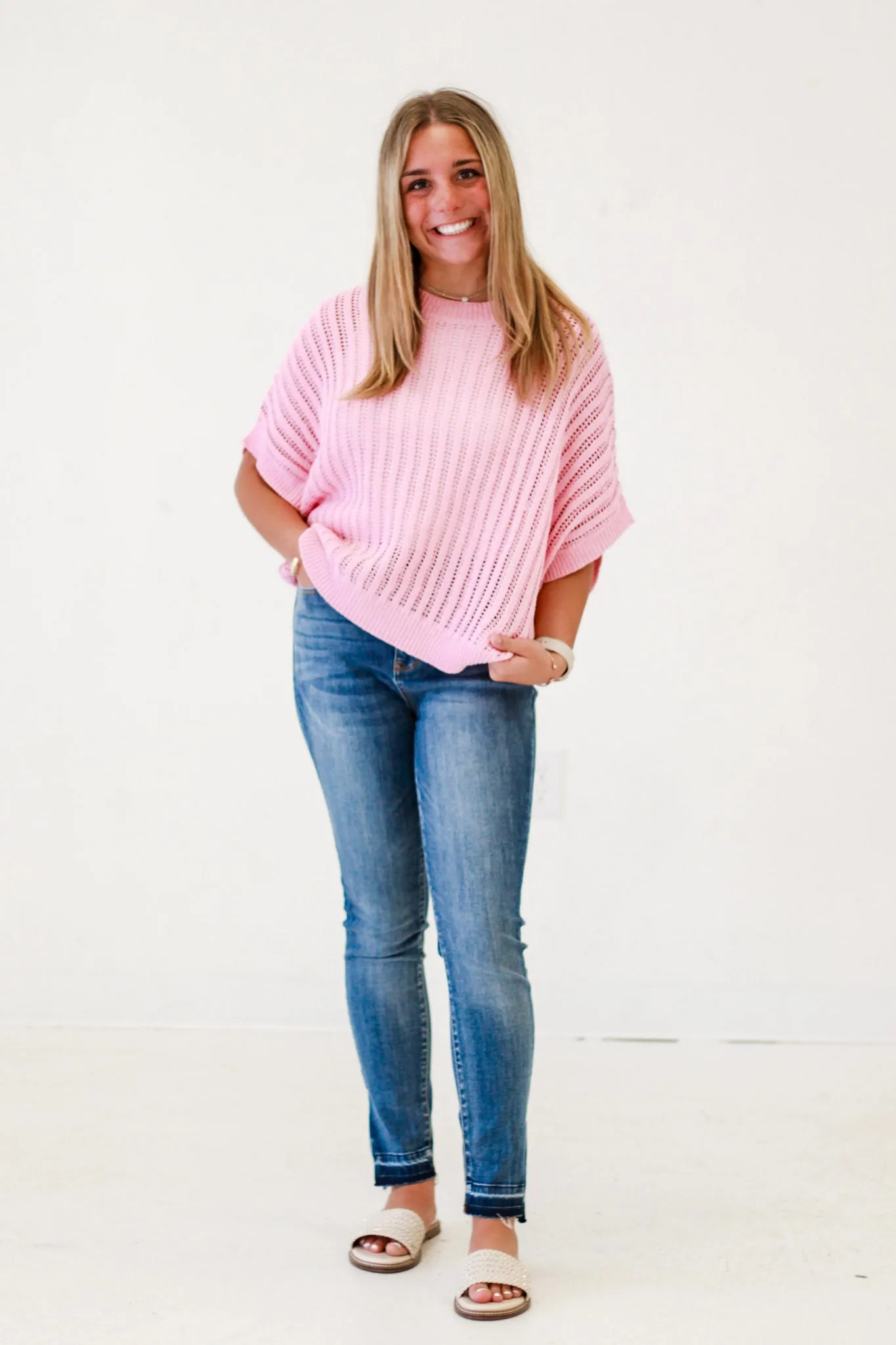 Weekend Wanderlust Loose Fit Dolman Sleeve Top in Pale Pink