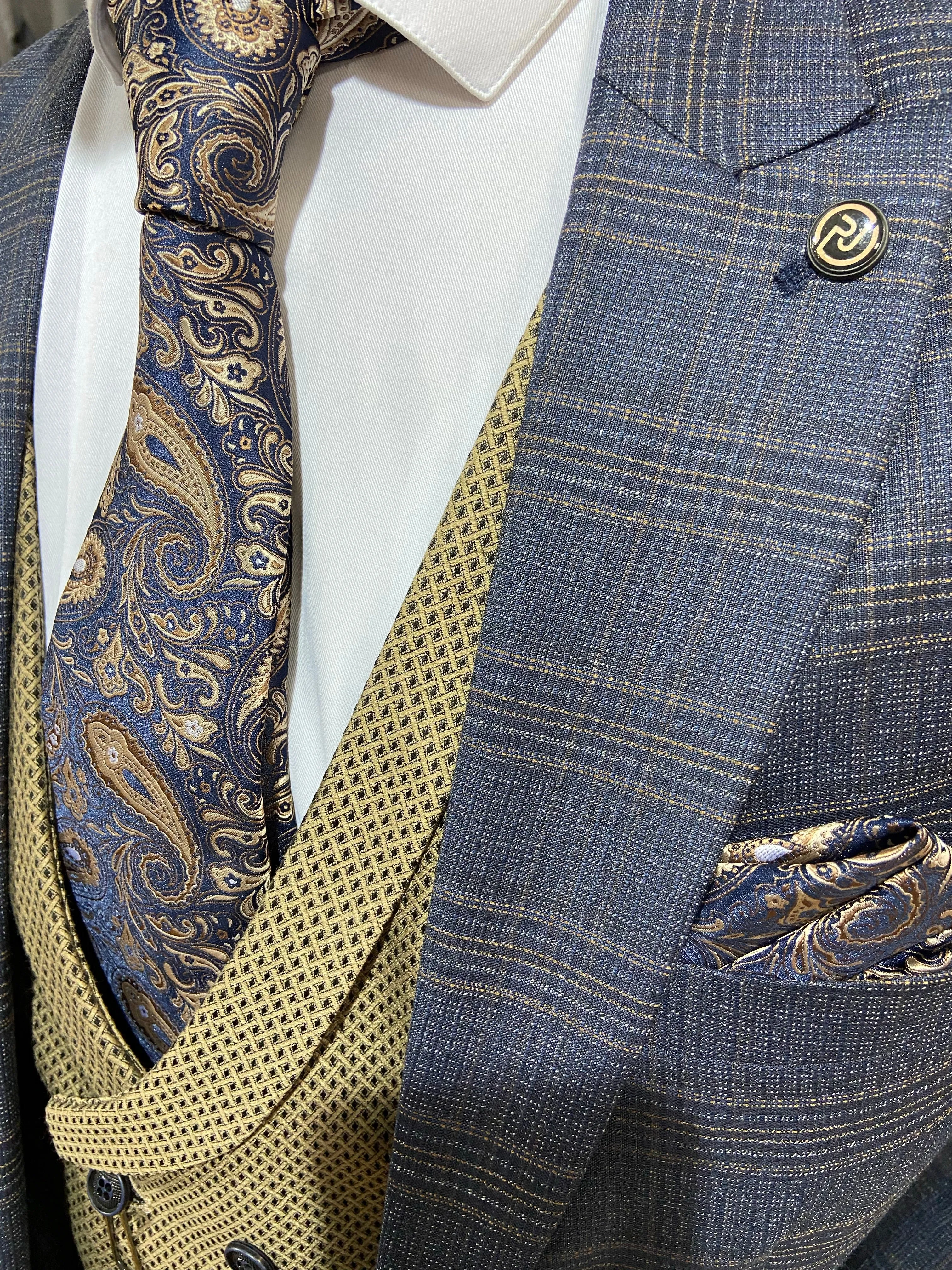 Wesley - Navy/Beige 3 Piece Suit