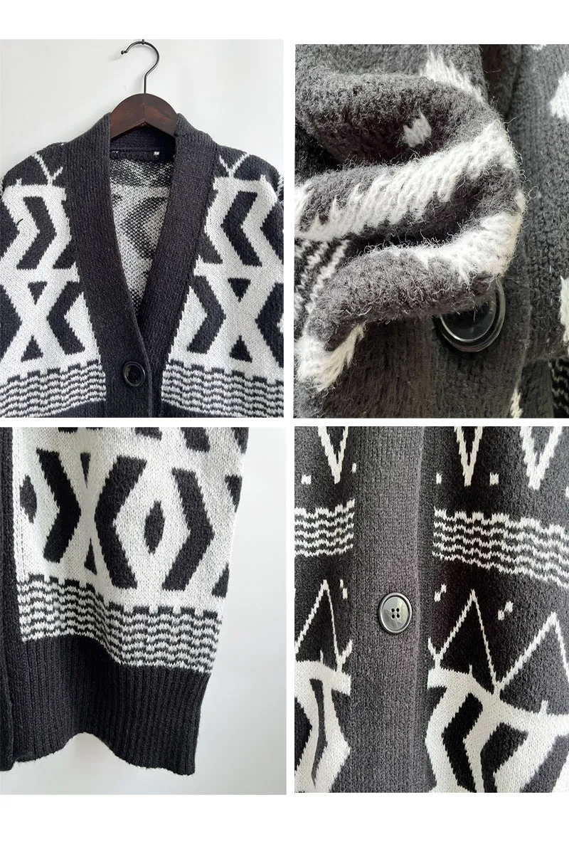 WH637 Crochet Button Cardigan Sweater