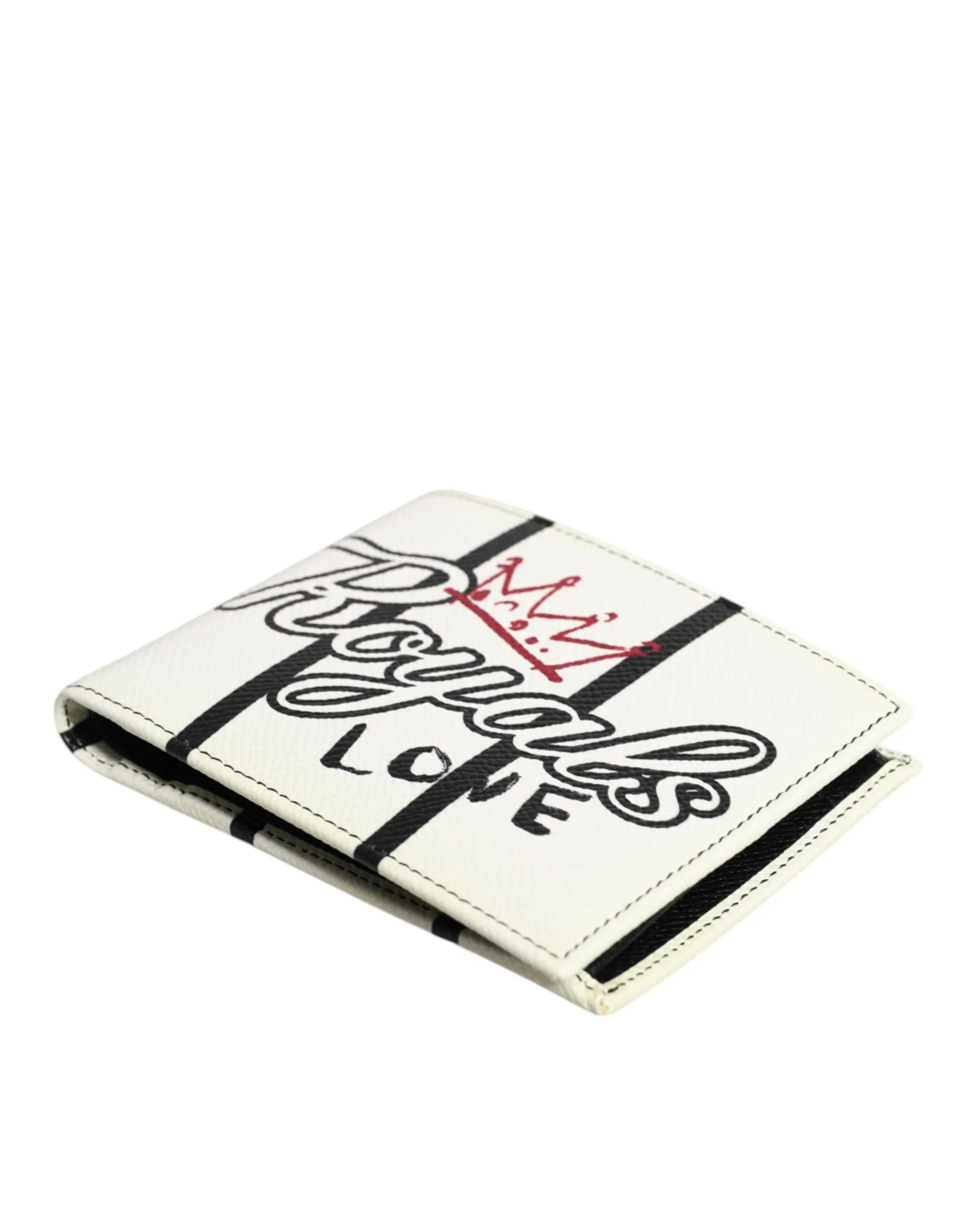 White Leather DG Crown Royals Bifold Card Holder Wallet