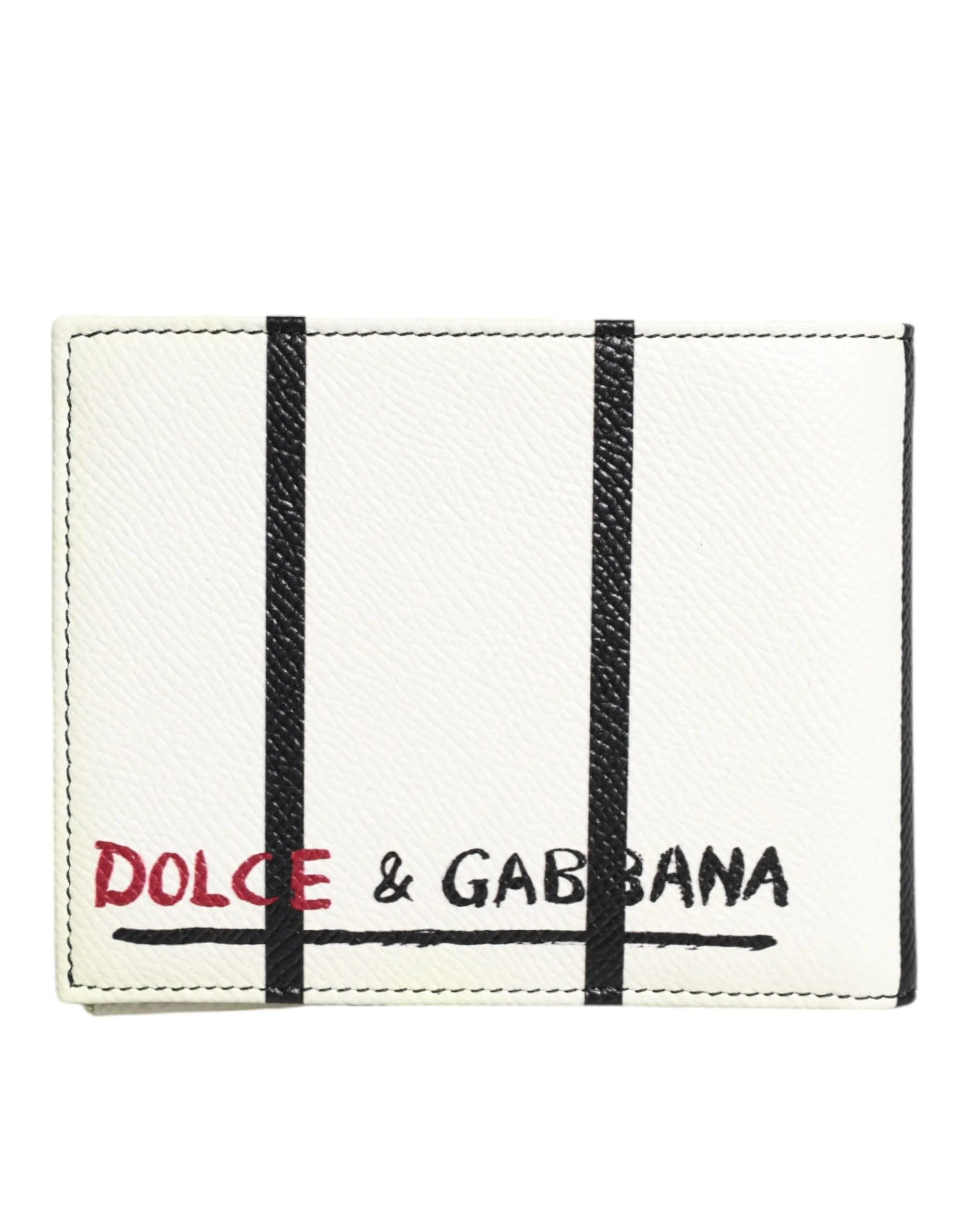 White Leather DG Crown Royals Bifold Card Holder Wallet