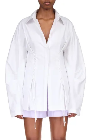White Oxford Laced Button Down Shirt