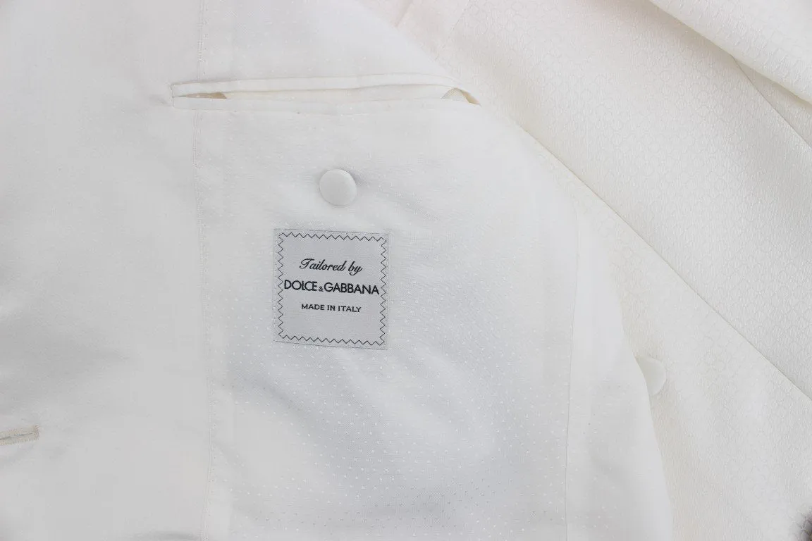 White Silk Double Breasted 3 Piece Suit