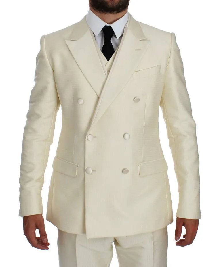 White Slim Double Breasted 3 Piece Suit